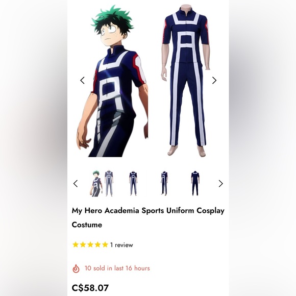 My Hero Academia Sports Uniform Cosplay Costume, adult size Small - Picture 10 of 10